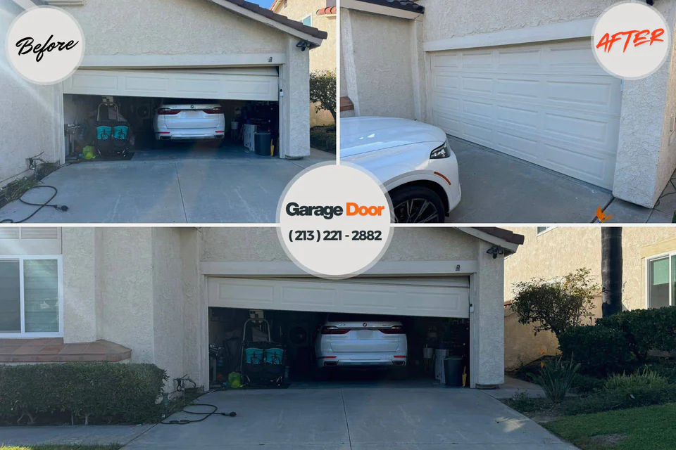 Before and after: garage door repair Inwood, NY